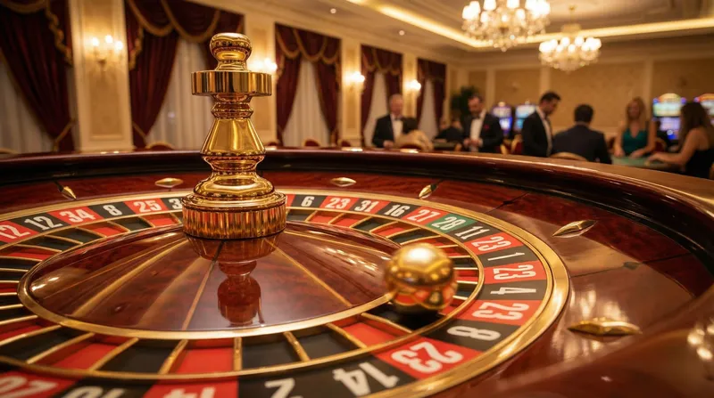 Ruleta de casino de lujo con bola dorada girando